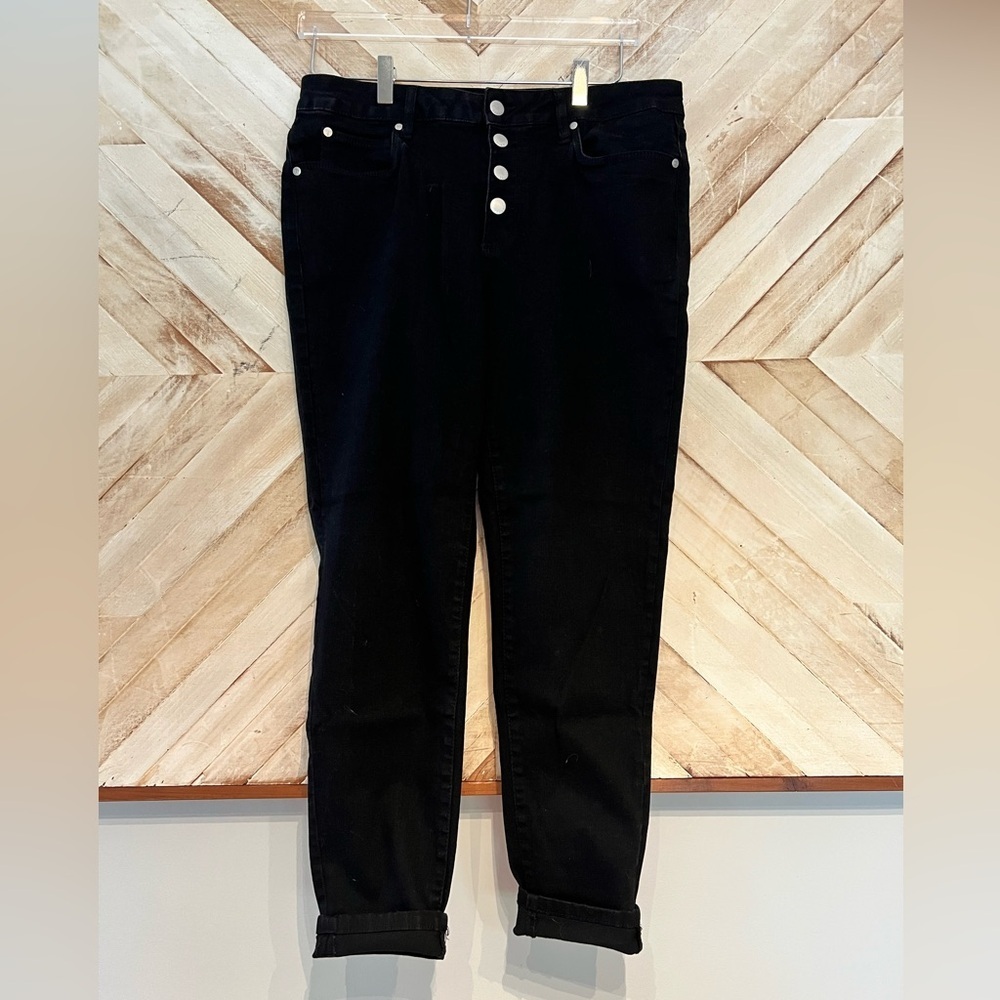 Tahari Women’s Amelia Black Jeans Button Fly Skinny High Rise Jeans Size 31